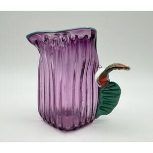 Pinzette Glassworks Michael Sosin Purple Art Glass Creamer 3.5" Fish Fin Handle